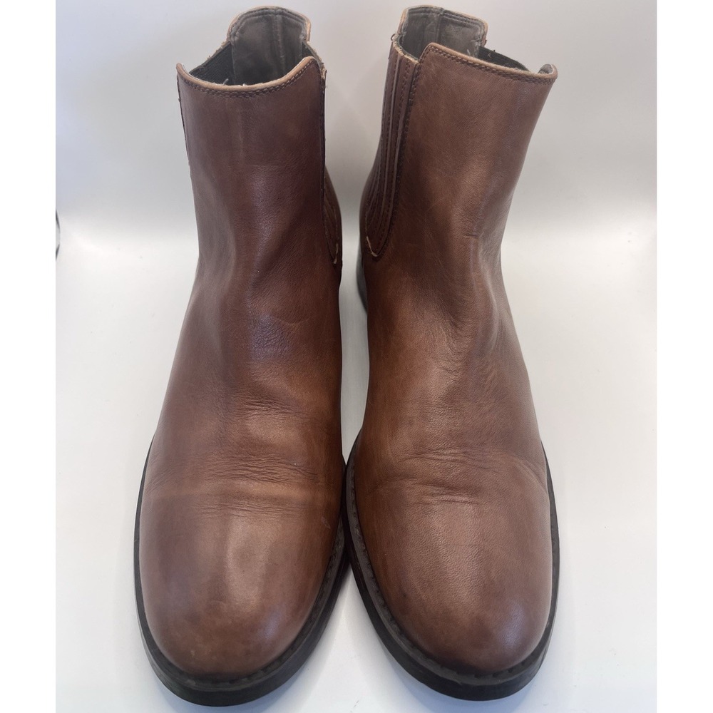 Bella-Vita Brown Leather Chelsea Ankle Boots Slip-On Round Toe Women's 9.5N
